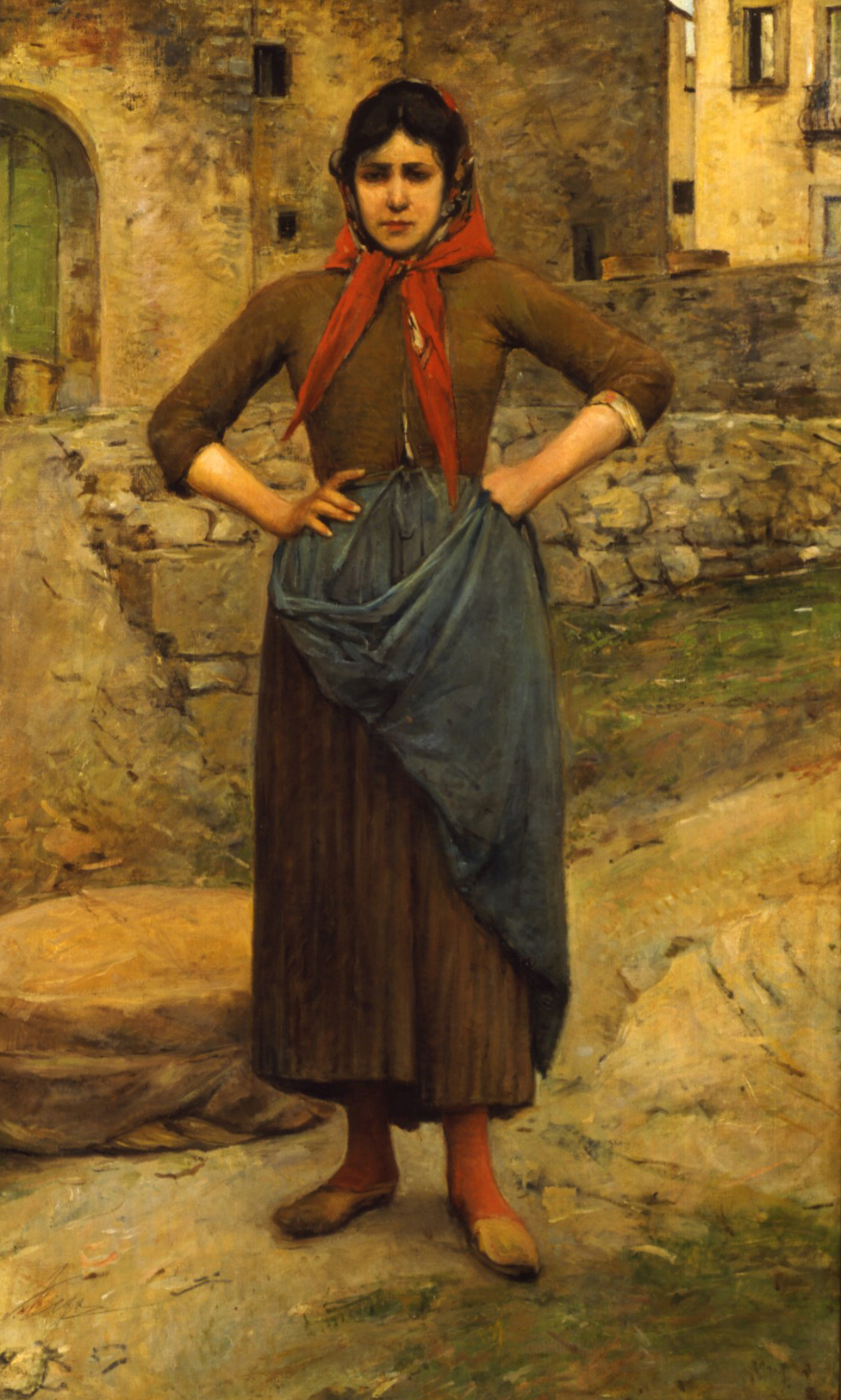 Woman from Gabbro standing (1888) - Silvestro Lega Tablo
