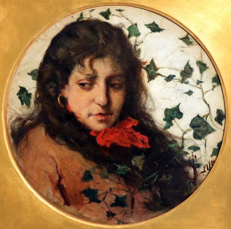 Woman with ivy (1885) - Silvestro Lega Tablo