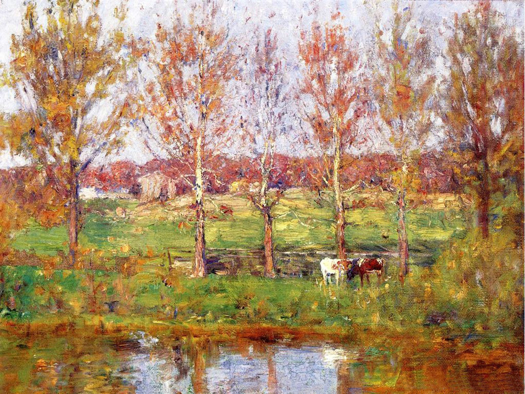 Cows by the Stream (1895) - T. C. Steele Tablo