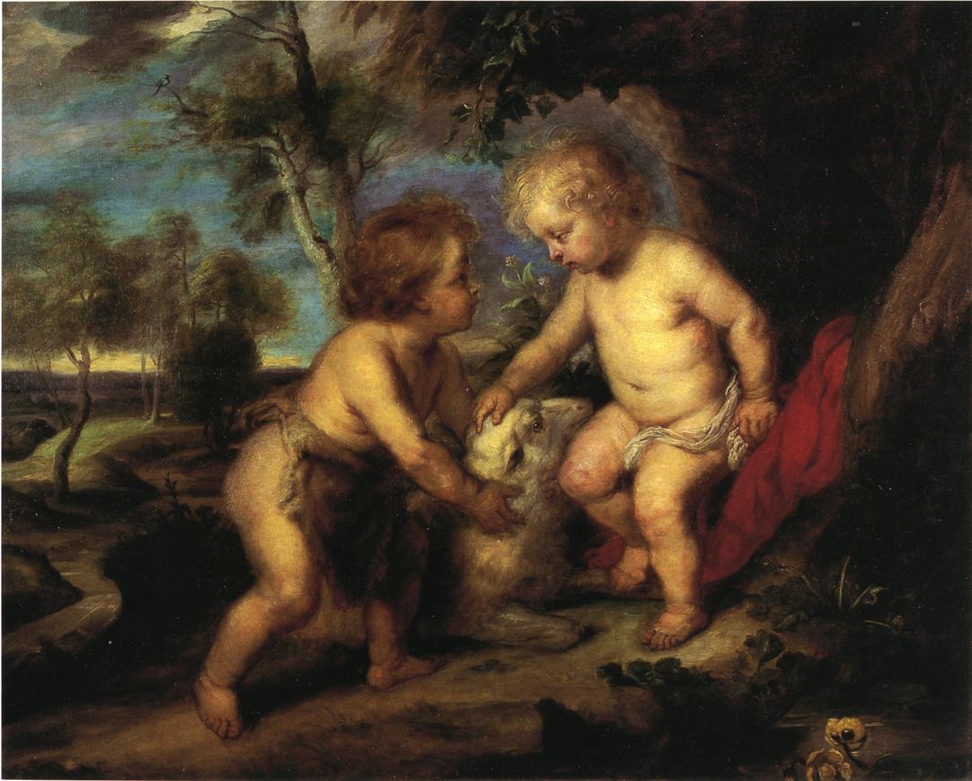 The Christ Child and the Infant St. John after Rubens (1883) - T. C. Steele Tablo