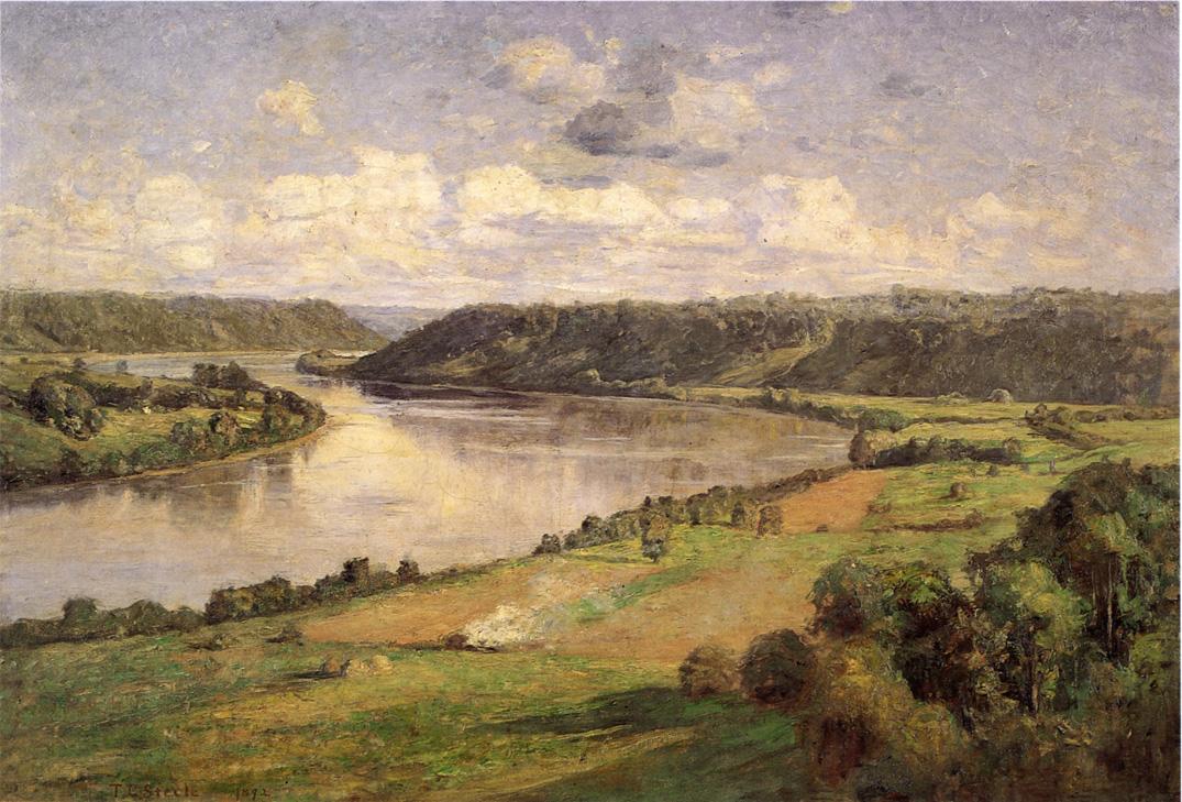 The Ohio river from the College Campus, Hanover (1892) - T. C. Steele Tablo