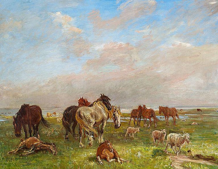 A group of horses, Saltholmen (1906) - Theodor Philipsen Tablo