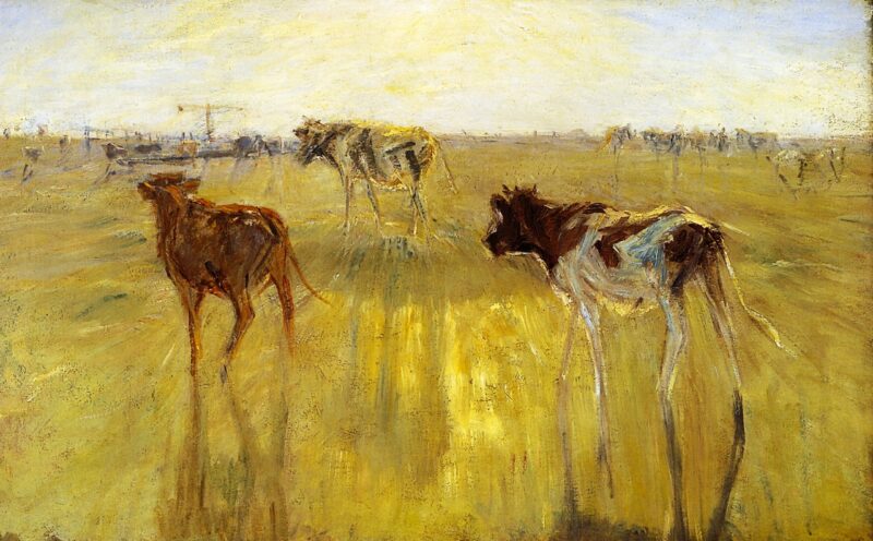 Cattle Seen Against the Sun on the Island of Saltholm. A Color Study (1892) - Theodor Philipsen Tablo
