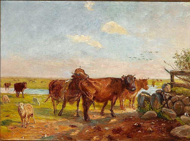 Cattle on Saltholm (1912) - Theodor Philipsen Tablo