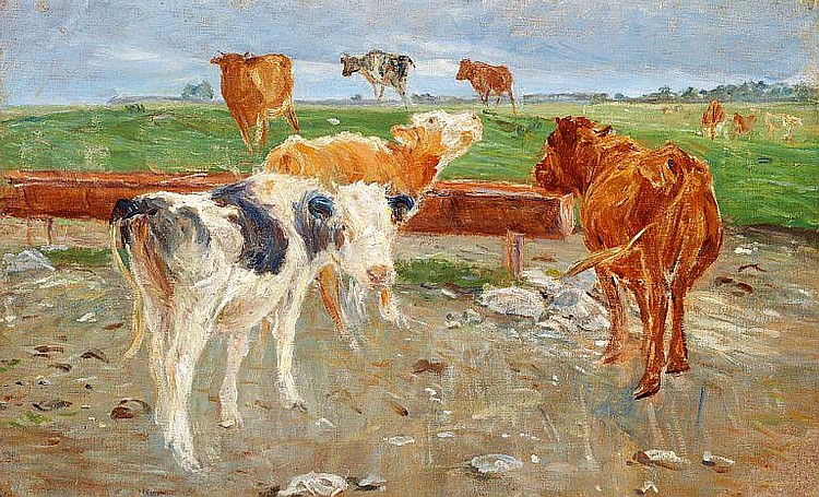 Cows near the well at Gammelgaard, Saltholm (1901) - Theodor Philipsen Tablo