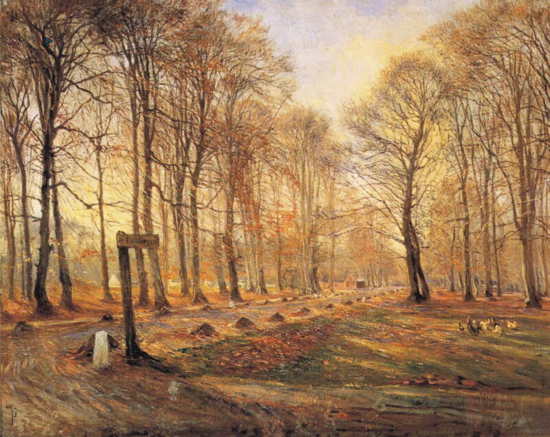 Late Autumn Day in the Jægersborg Deer Park, North of Copenhagen (1886) - Theodor Philipsen Tablo