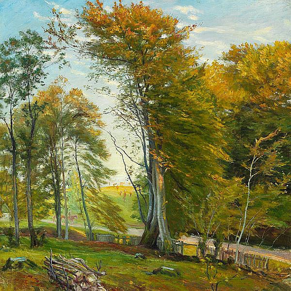Road through the woods, autumn - Theodor Philipsen Tablo
