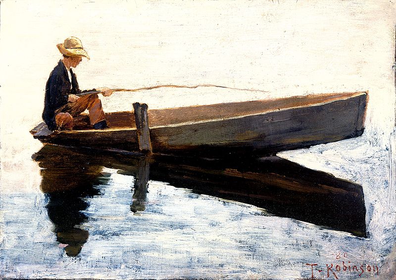 Boy in a Boat Fishing (1880) – Theodore Robinson Tablo