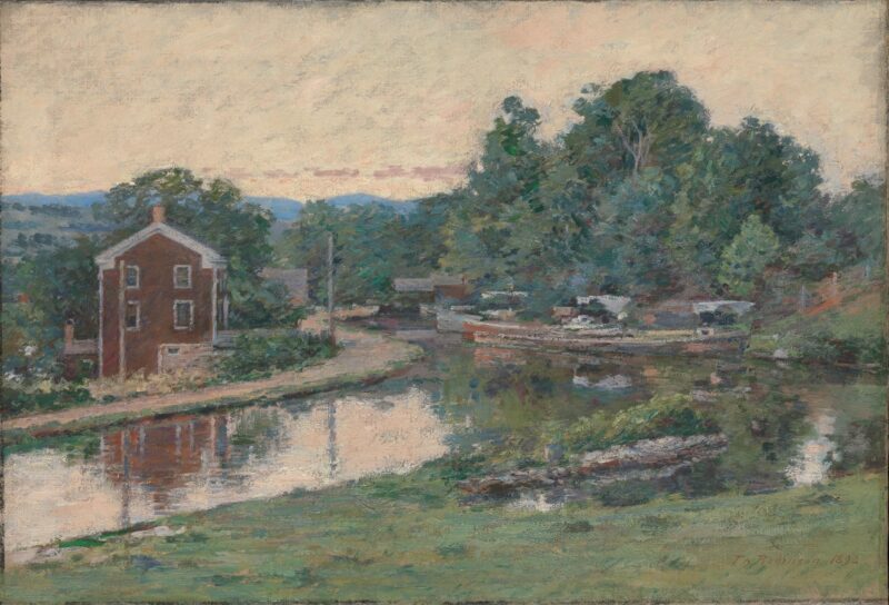 Evening at the Lock, Napanoch, New York (1893) - Theodore Robinson Tablo