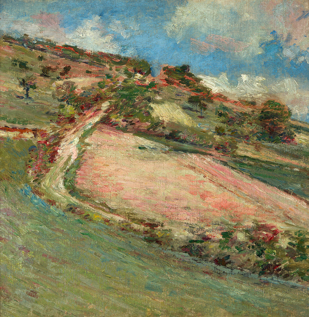 Hillside, Springtime, Giverny - Theodore Robinson Tablo