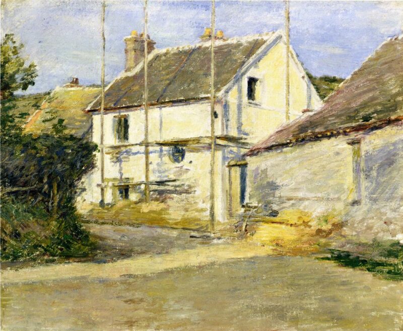 House with Scaffolding (1892) - Theodore Robinson Tablo