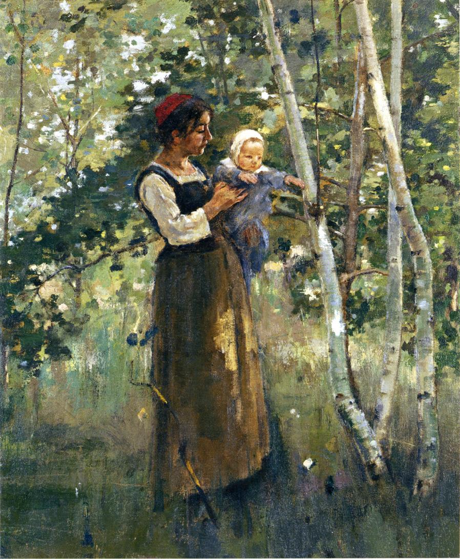 Mother and Child by the Hearth (1887) - Theodore Robinson Tablo