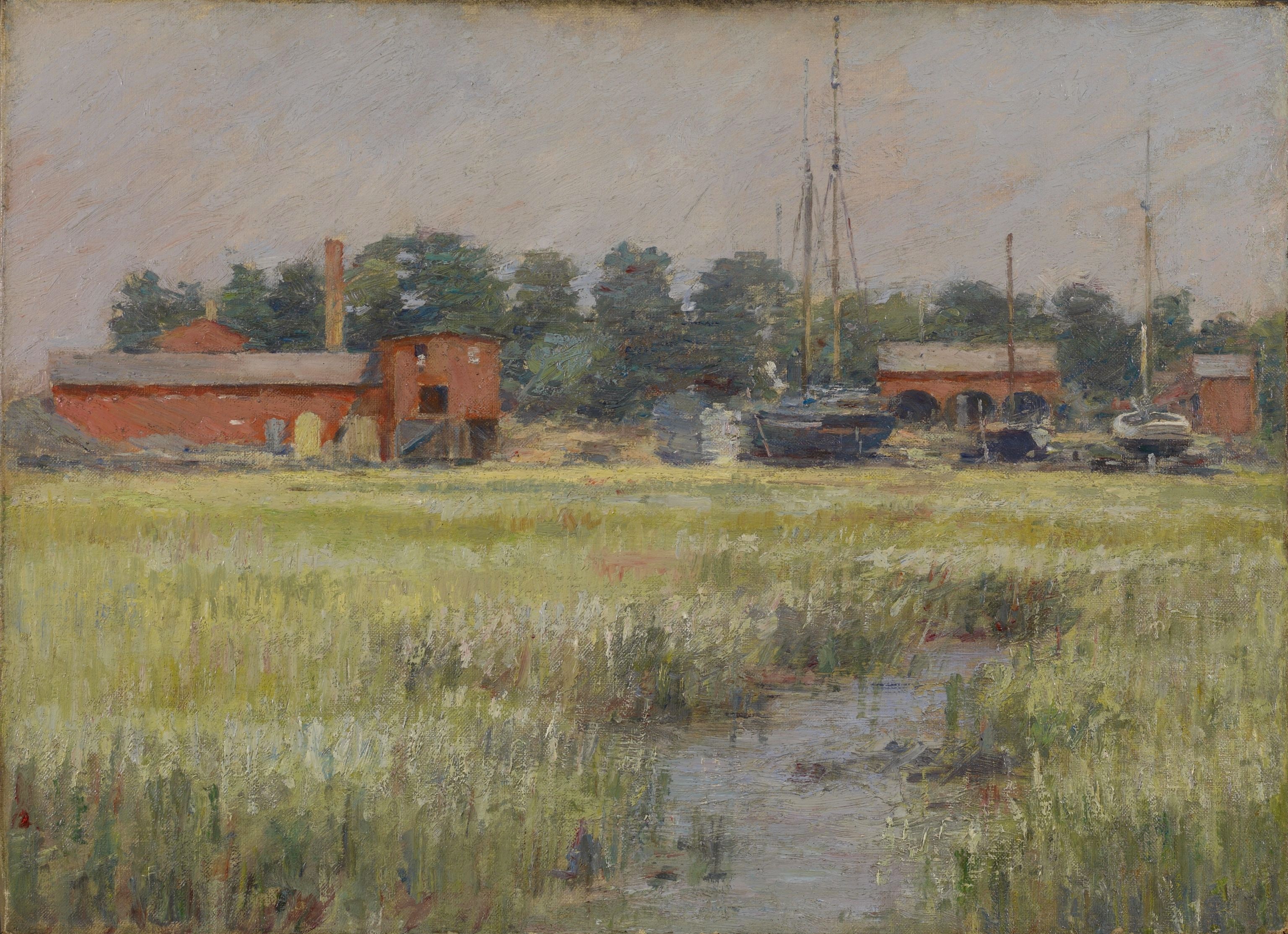 The Ship Yard, Cos Cob (1894) - Theodore Robinson Tablo
