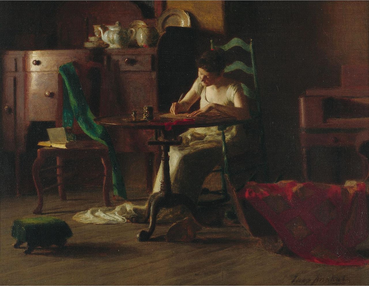 Woman Writing on a Table (1905) - Thomas Pollock Anshutz Tablo