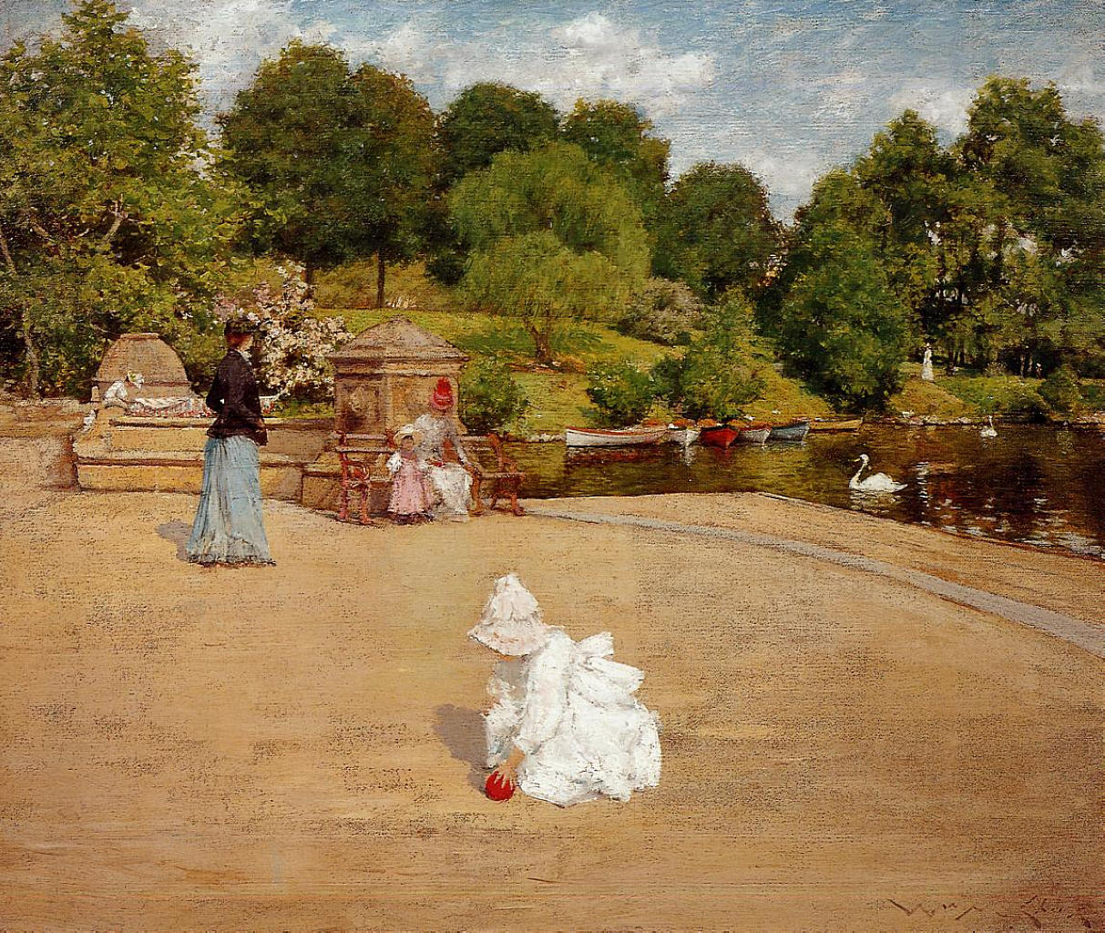 A Bit of the Terrace (aka Early Morning Stroll) (1890) - William Merritt Chase Tablo