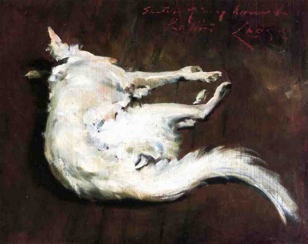A Sketch of My Hound Kuttie (1885) - William Merritt Chase Tablo