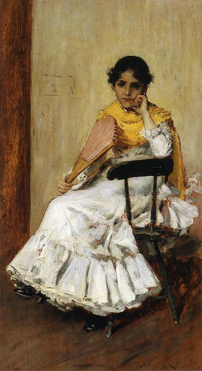 A Spanish Girl (Portrait of Mrs. Chase in Spanish Dress) – William Merritt Chase Tablo