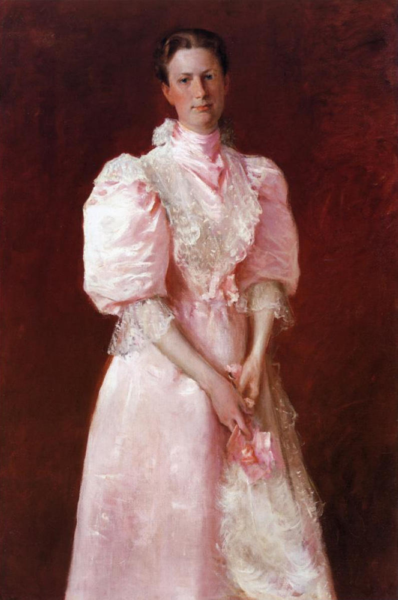A Study in Pink (Portrait of Mrs. Robert P. McDougal) (1895) - William Merritt Chase Tablo