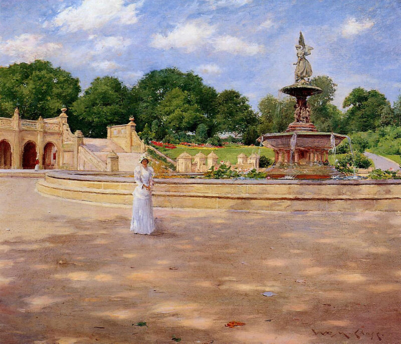 An Early Stroll in the Park (1890) - William Merritt Chase Tablo
