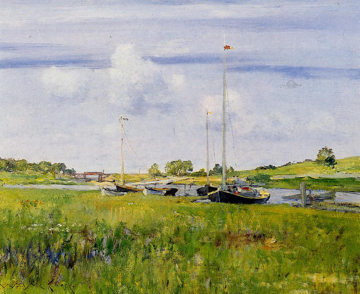 At the Boat Landing (1902) - William Merritt Chase Tablo
