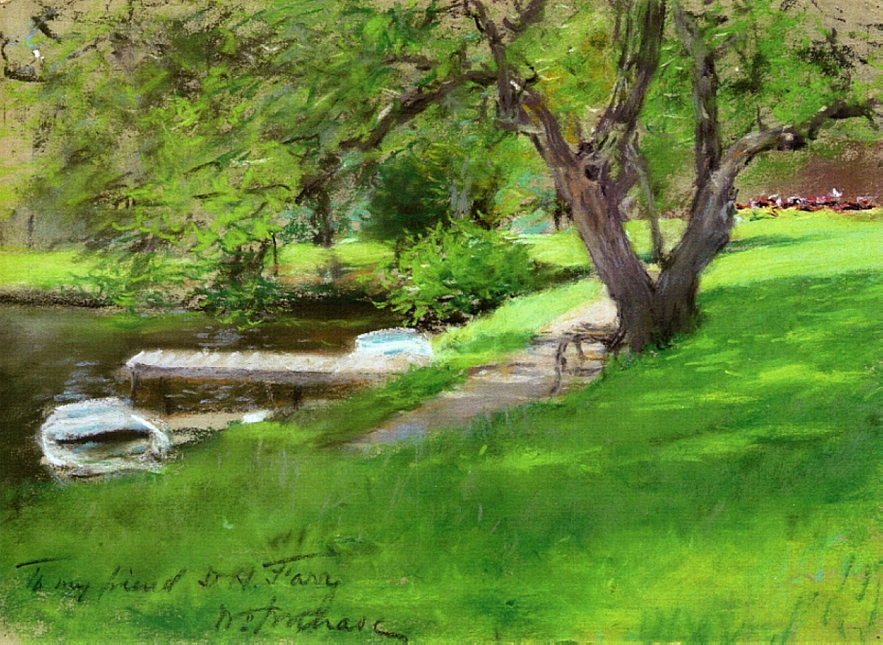 Bank of a Lake in Central Park (1890) - William Merritt Chase Tablo
