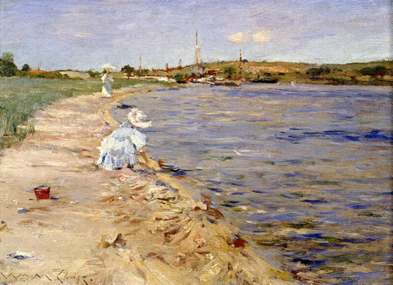 Beach Scene Morning at Canoe Place (1896) - William Merritt Chase Tablo