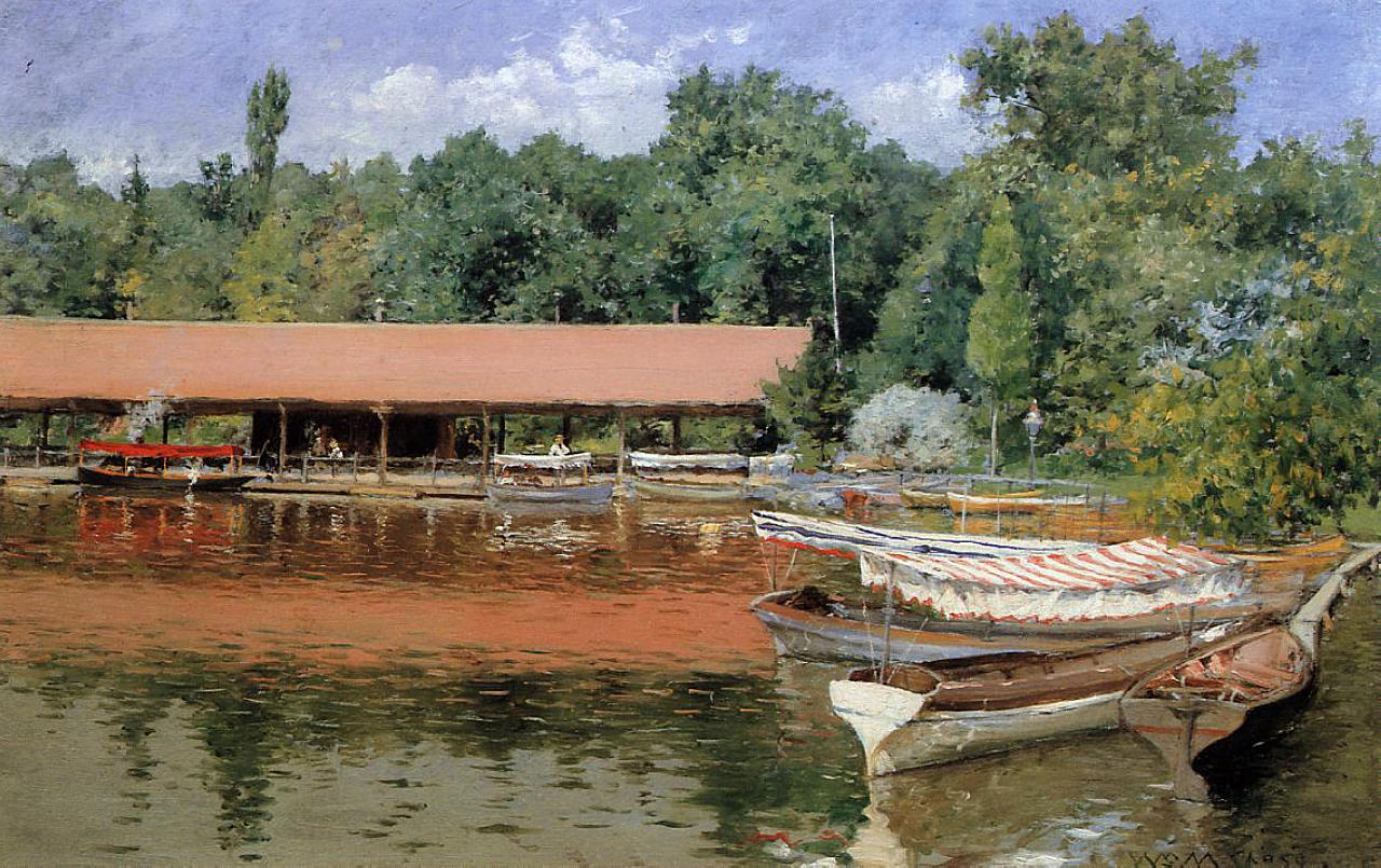 Boat House, Prospect Park (aka Boats on the Lake, Prospect Park) (1887) - William Merritt Chase Tablo