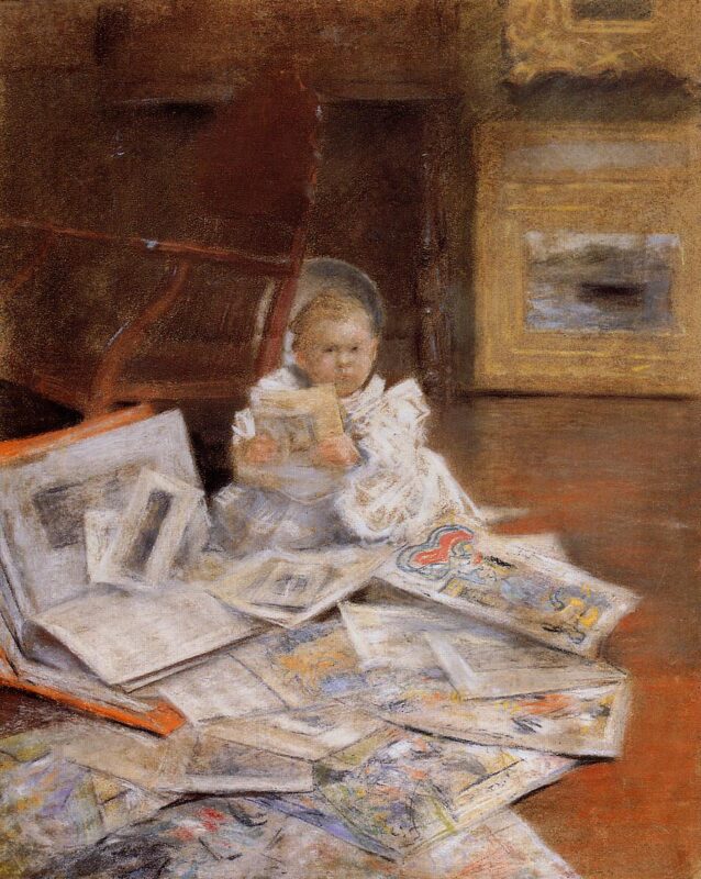 Child with Prints (1880) - William Merritt Chase Tablo