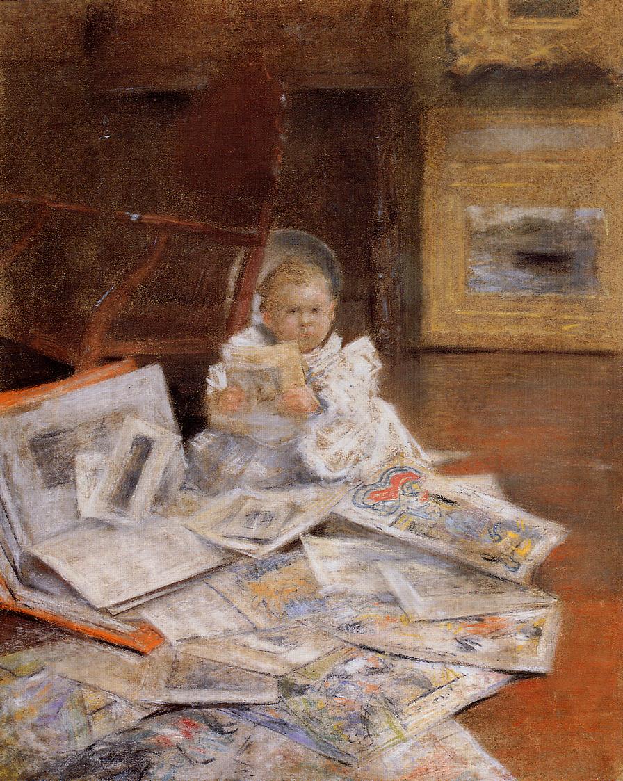 Child with Prints (1880) - William Merritt Chase Tablo