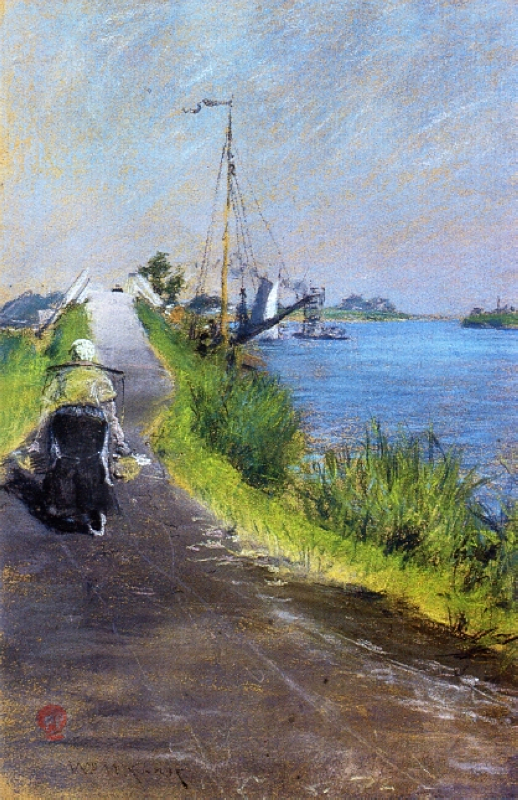 Dutch Canal (aka Canal Path Holland) (1883) - William Merritt Chase Tablo