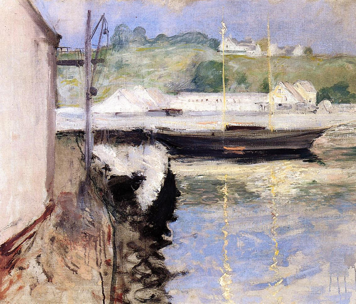 Fish Sheds and Schooner, Gloucester (1898) - William Merritt Chase Tablo