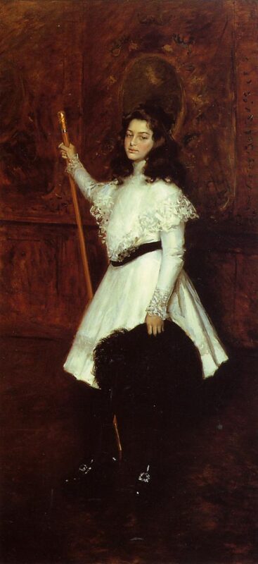 Girl in White, aka Portrait of Irene Dimock (1898) - William Merritt Chase Tablo