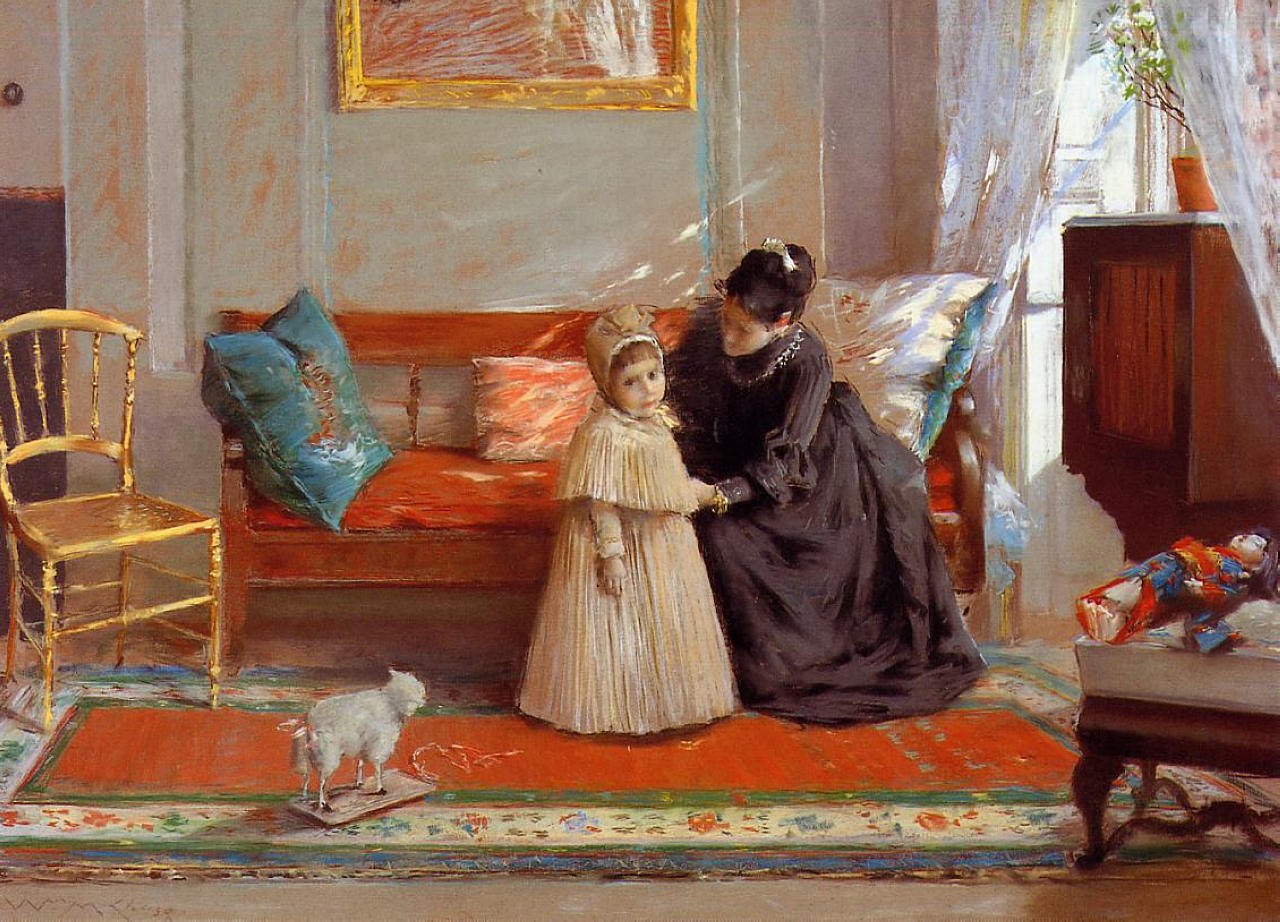 I am Going to See Grandma (aka Mrs. Chase and Child) (1889) - William Merritt Chase Tablo