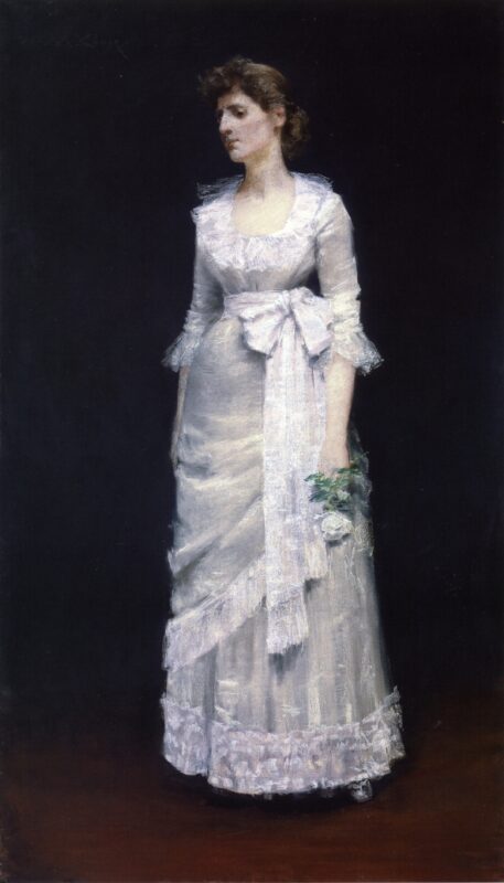 Lady in White Gown (1885) - William Merritt Chase Tablo