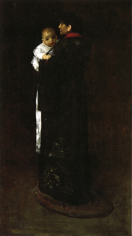 Mother and Child (The First Portrait) (1888) - William Merritt Chase Tablo