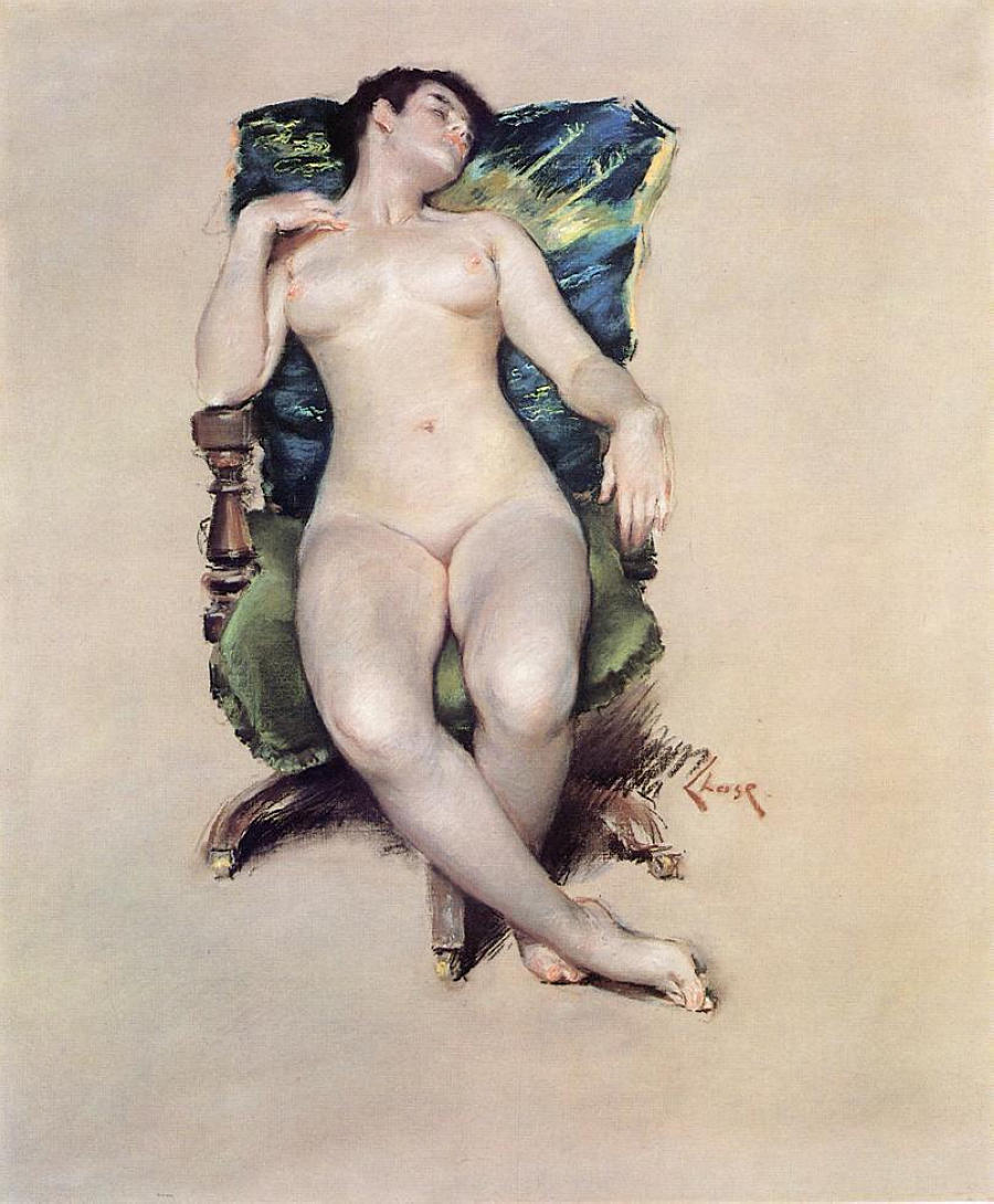 Nude Resting (1888) - William Merritt Chase Tablo
