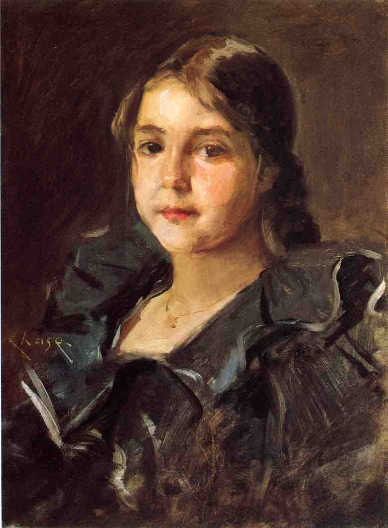 Portrait of Helen Velasquez Chase - William Merritt Chase Tablo