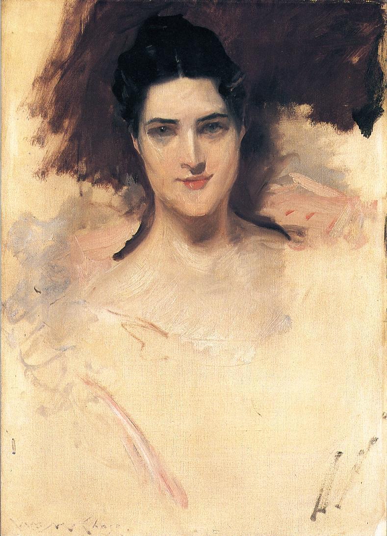 Portrait of Mrs. William Clark - William Merritt Chase Tablo