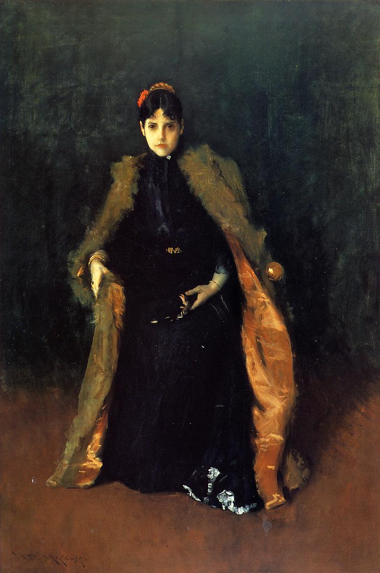 Portrait of Mrs.C. (Alice Gerson Chase) (1890) - William Merritt Chase Tablo