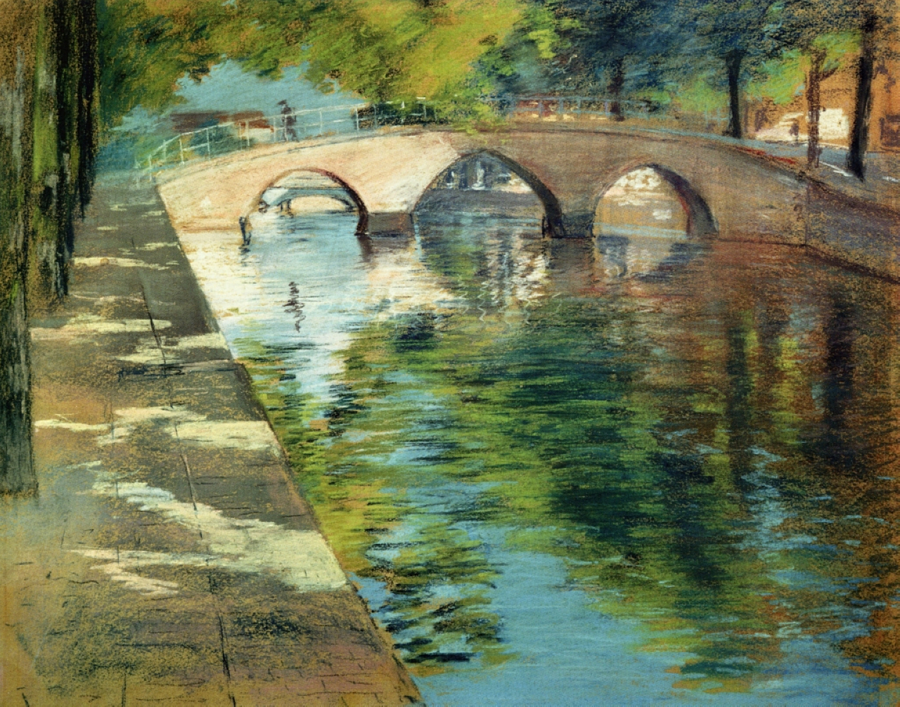 Reflections (aka Canal Scene) (1885) – William Merritt Chase Tablo