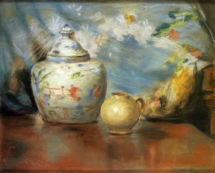 Still LIfe with Flowers (1883) – William Merritt Chase Tablo