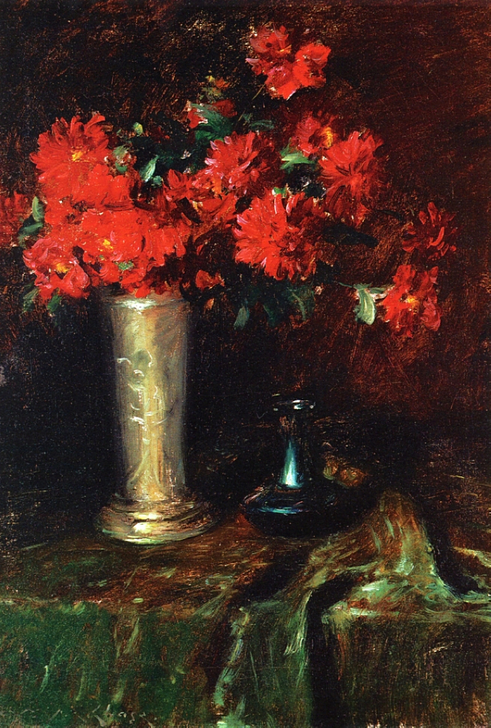 Still Life Flowers - William Merritt Chase Tablo