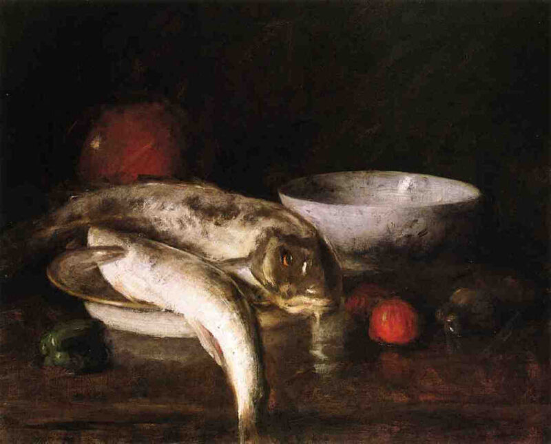 Still Life with Fish - William Merritt Chase Tablo