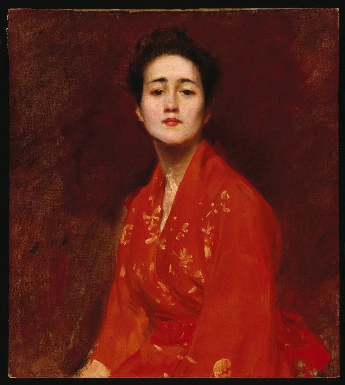 Study of Girl in Japanese Dress (1895) - William Merritt Chase Tablo