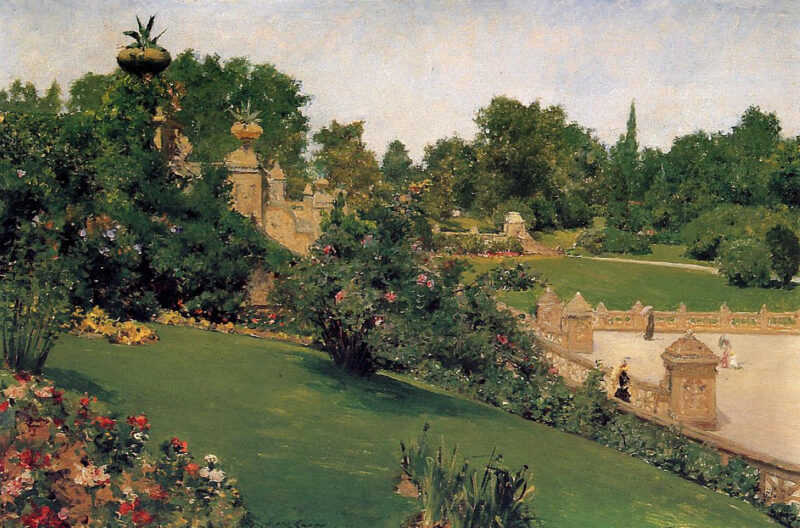 Terrace at the Mall, Cantral Park (1890) - William Merritt Chase Tablo