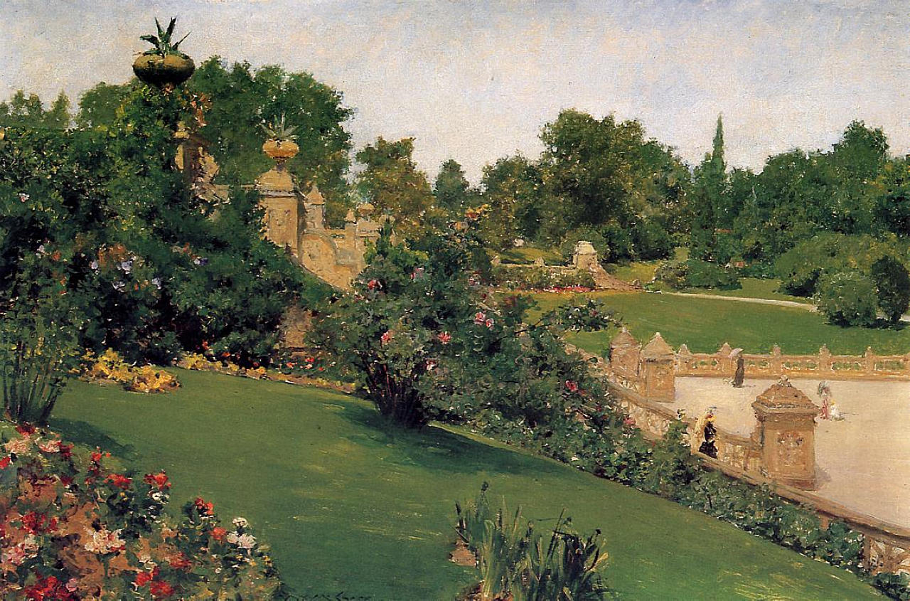 Terrace at the Mall, Cantral Park (1890) - William Merritt Chase Tablo