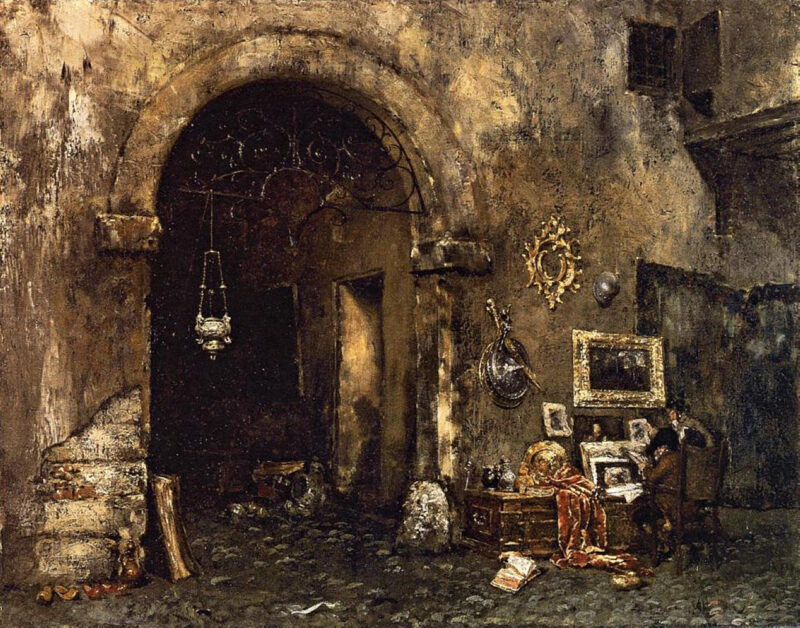 The Antiquary Shop (1879) - William Merritt Chase Tablo