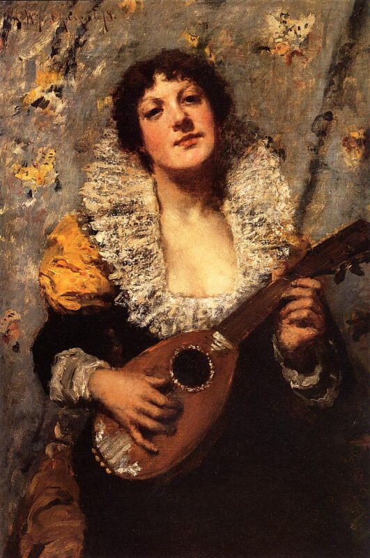 The Mandolin Player (1878) - William Merritt Chase Tablo