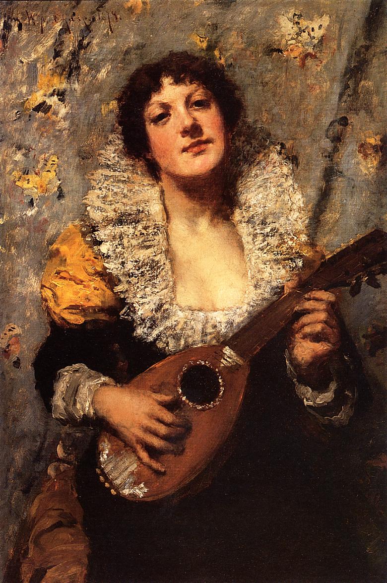 The Mandolin Player (1878) - William Merritt Chase Tablo