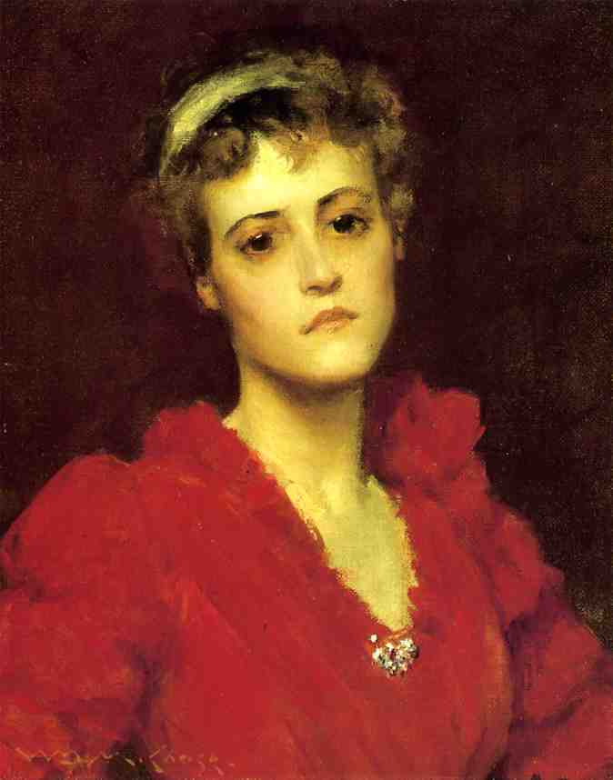 The Red Gown - William Merritt Chase Tablo